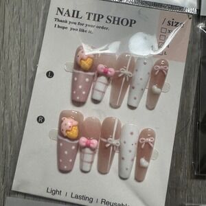 Press on Nails Cute Bow Cupcake Design False Nail Tips
